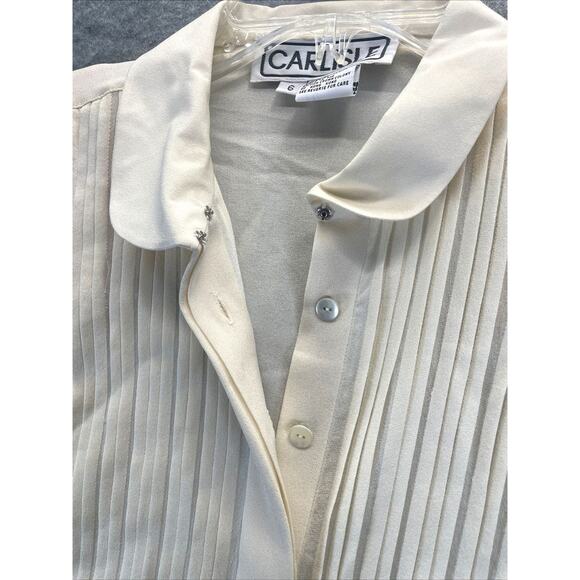 Vintage 80/90s Carlisle 100% Silk Pleated Front Women's Sz 6 Blouse Top READ NWT - Picture 6 of 13